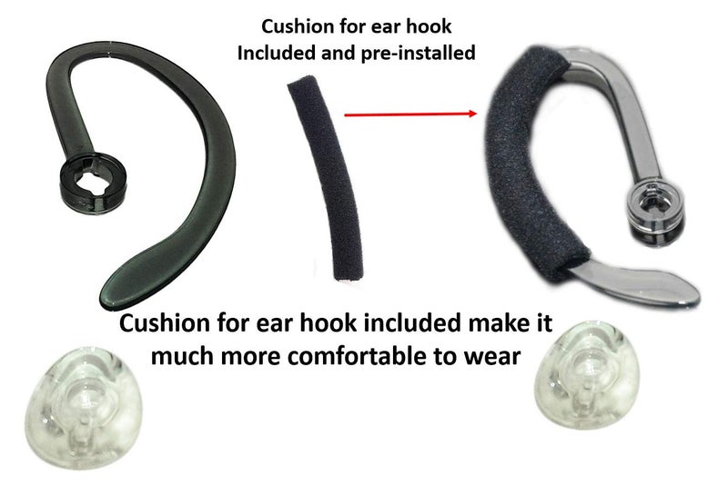 WirelessFinest 3X Same Size Replacement Earbuds Ear Tips + Ear Hook Loops + Foam Spare Fit Kit for Plantronics CS540 Savi W440 W740 W745 WH500 EarLoops EarHook Ear Bud Sleeve Part (Medium M) - Image 3